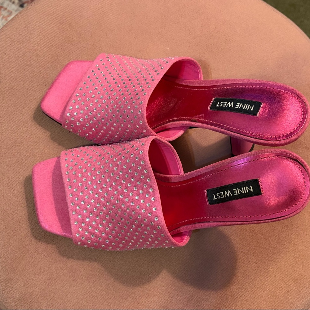 Nine West Pink Studded Mules
